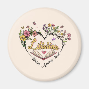Floral Librarian Heart Magnet