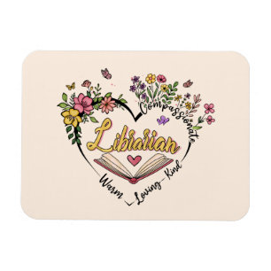 Floral Librarian Heart Magnet