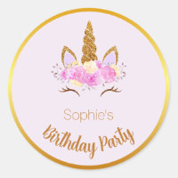 Floral Licorne Rond Sticker Minimalist