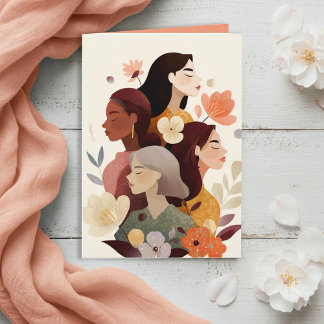 Floral Light Coral International Women's Day Card