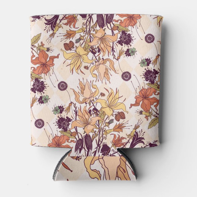 Floral Light Raster Illustration Can Cooler (Front)