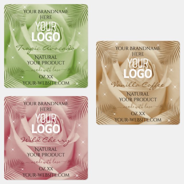 Floral Light Red Brown Green Product Labels Logo (Group)