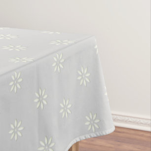 Floral Light Silvr Grey & White Tablecloth