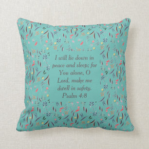 FLORAL Light Teal   Peace Sleep Safety   Christian Throw Pillow