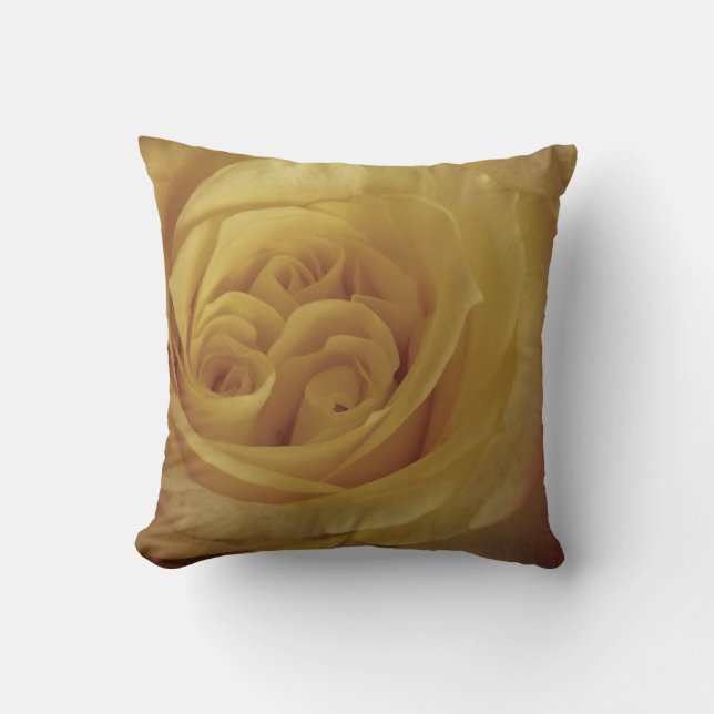 Floral Light Yellow Rose Photo Delicate Flower Throw Pillow (Front)
