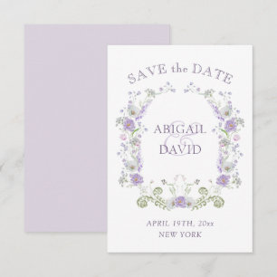 Floral Lilac Arch Frame Wedding Save The Date