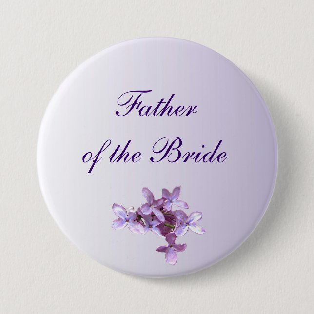 Floral Lilac Flowers Wedding Father of Bride Pin (Front)