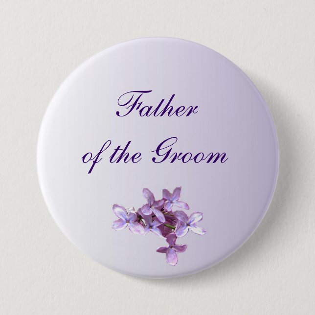 Floral Lilac Flowers Wedding Father of Groom Pin (Front)
