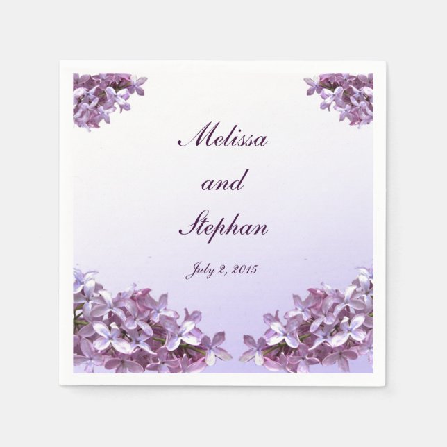 Floral Lilac Flowers Wedding Napkin (Front)