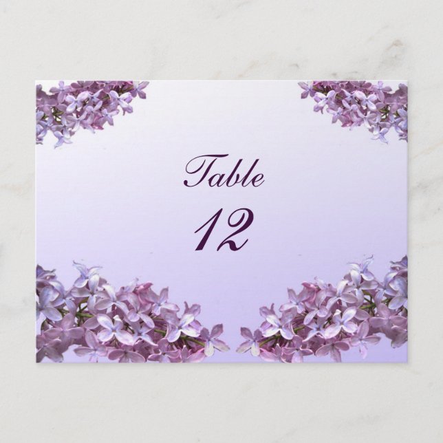 Floral Lilac Flowers Wedding Table Number Postcard (Front)