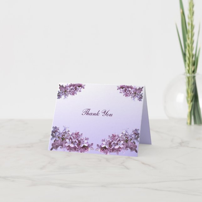 Floral Lilac Flowers Wedding Thank You Card (Front)