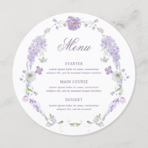 Floral Lilac Wreath Round Menu