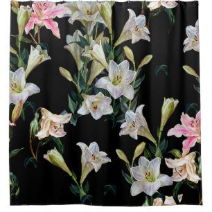 Floral lilies: black background painting