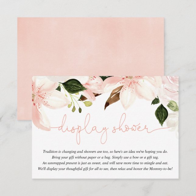 Floral lilies pink white floral display shower enclosure card (Front/Back)