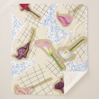 Floral Lilly Pattern  Sherpa Blanket