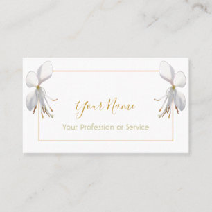 Floral lily blossoms on orange and white! business business card