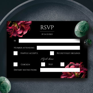 Floral Lily Dark Gothic Wedding RSVP Card