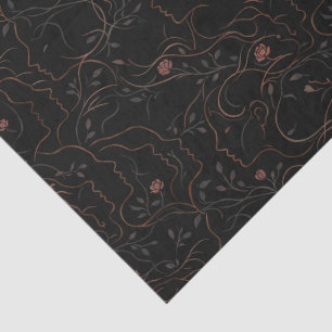 Floral Line Art Faces Tissue Paper
