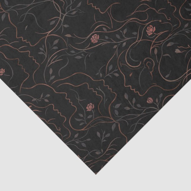 Floral Line Art Faces Tissue Paper (Detail)