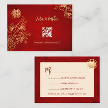 Floral Line Art  RSVP Chinese Wedding