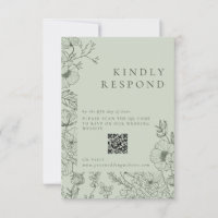 Floral Line Art Sage Green Wedding