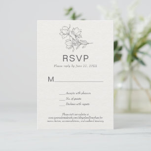 Floral Line Art Simple Bespoke Classic Ivory RSVP Invitation