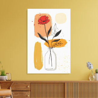 Floral line art wall Decor Canvas Art