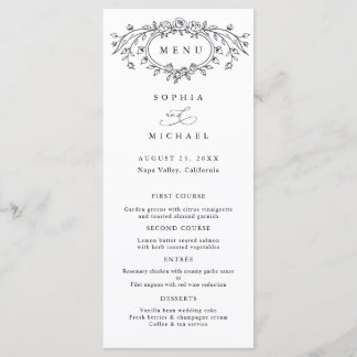 Floral Line Art Wedding Flat Menu