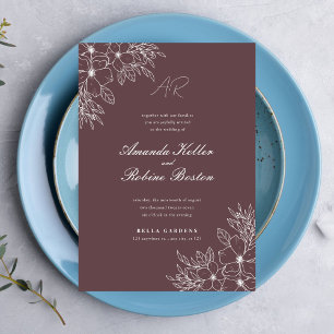 Floral Line Art Wedding Invitation
