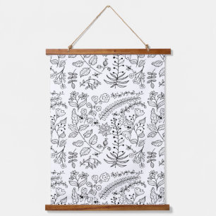 Floral Line Art You Colour  Hanging Tapestry