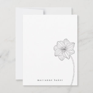Floral Line Drawing Personalized Notecard