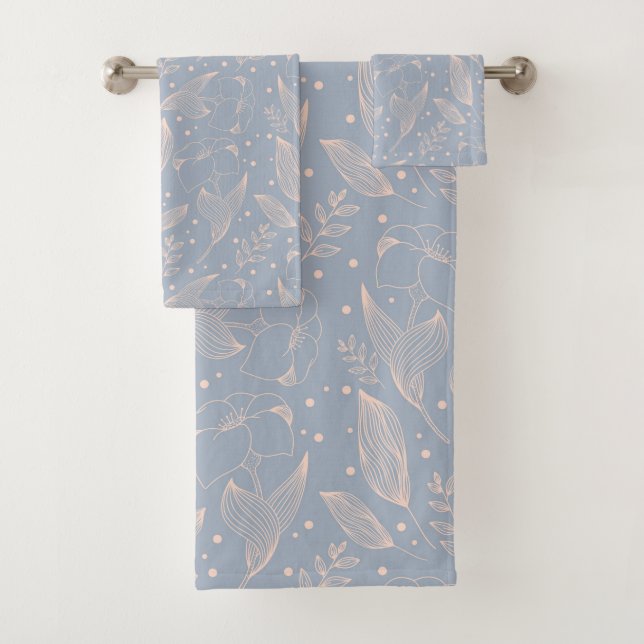 Floral linear pattern. Illustration with flower Bath Towel Set (Insitu)