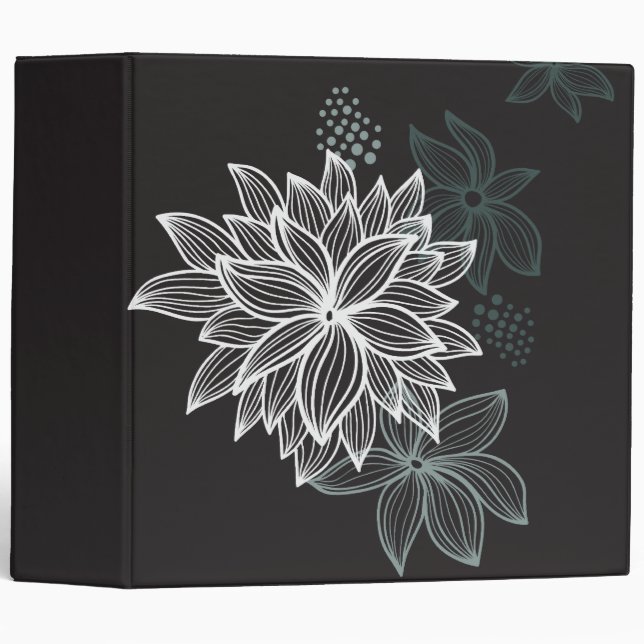 Floral Lineart Classeur (Devant/Côté)