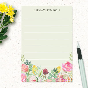 Floral Lined Personalized To Do List Notes