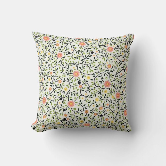 Floral Lines Throw Pillow (Front)