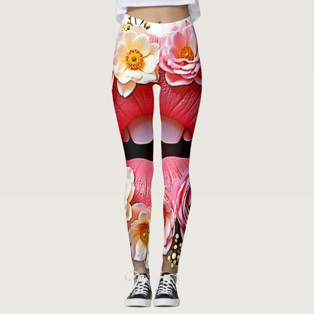 Floral Lips Artistry Leggings (Front)
