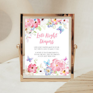 Floral Little Butterfly Late Night Diapers Sign
