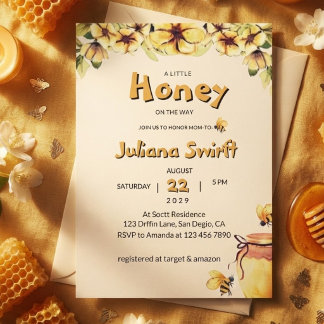 Floral  Little Honey Bee Honeycomb Baby Shower Invitation