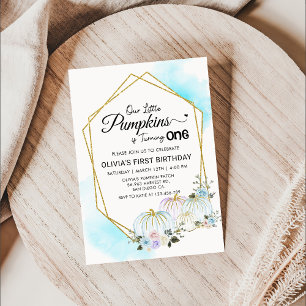 Floral Little Pumpkin 1st Birthday Party Invitation