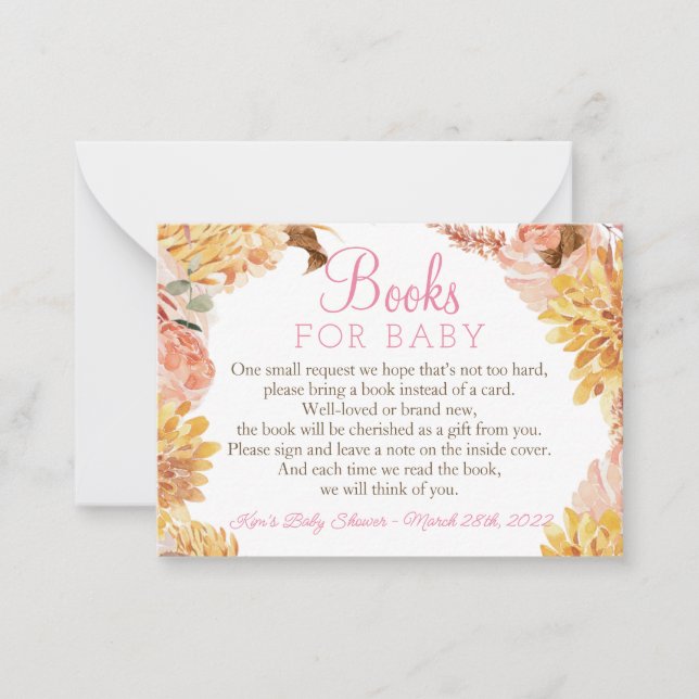 Floral Little PUMPKIN Baby Shower Books for Baby Card (Front)