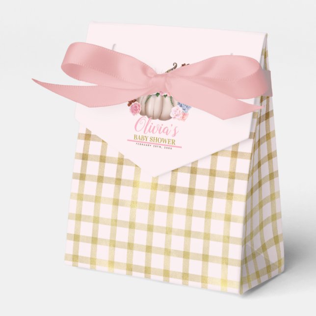 Floral Little Pumpkin Girl Baby Shower Favor Box (Front Side)