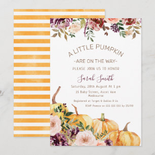 Floral Little Pumpkins Baby Shower Invitation
