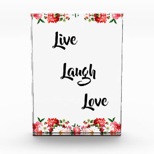 Floral "Live, Laugh, Love" Elegant   Photo Block