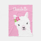 Floral Llama Alpaca Pink Personalized Girl