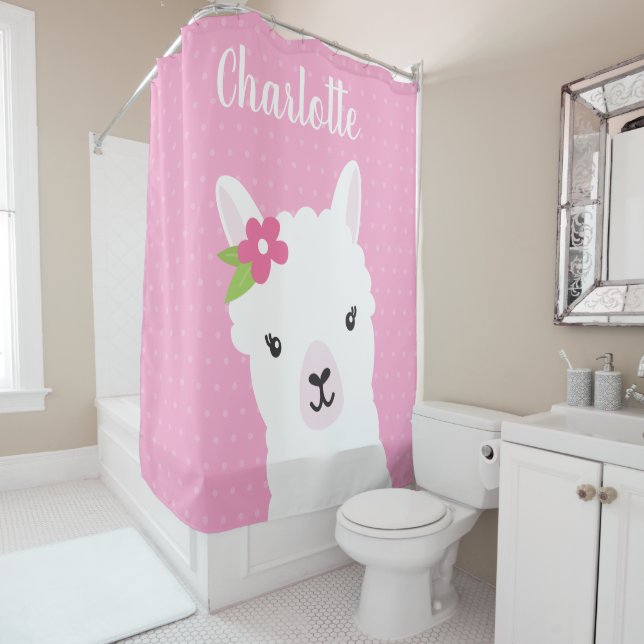 Floral Llama Alpaca Pink Personalized Kids (In Situ)