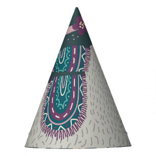 Floral Llama: Vintage Hand-Drawn Doodles Party Hat
