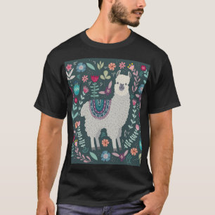 Floral Llama: Vintage Hand-Drawn Doodles T-Shirt