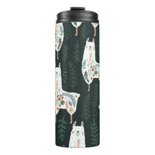 Floral Llamas Cute Vintage Texture Thermal Tumbler