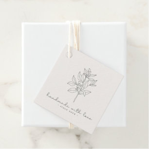 Floral logo, handmade with love milk white favour tags