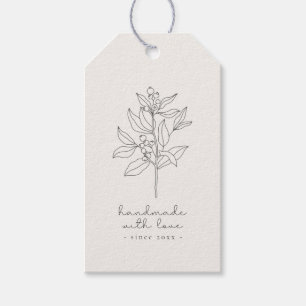 Floral logo, handmade with love milk white gift tags